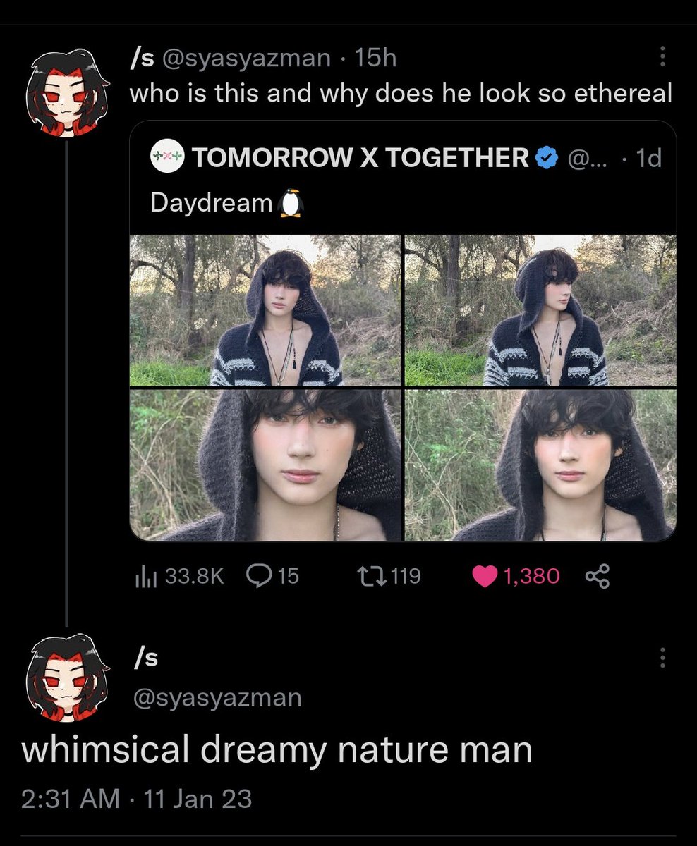 soyaluvsTXT's tweet photo. The way non-moas describe TXT's visuals 😭😭😭 HELP https://t.co/HWjYsGBMej