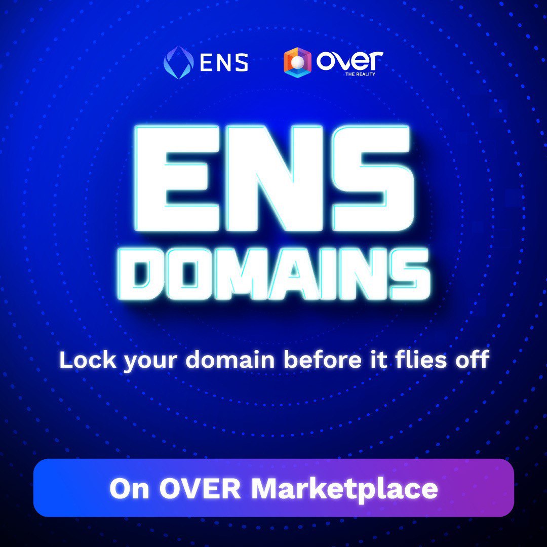 OVRtheReality's tweet image. Since the launch of ENS Domains many words have gone viral!

If you are interested in purchasing your domain, wait no longer.

Grab them in the OVER Marketplace!
marketplace.ovr.ai/ens 

#overthereality #ensdomain #metaverse