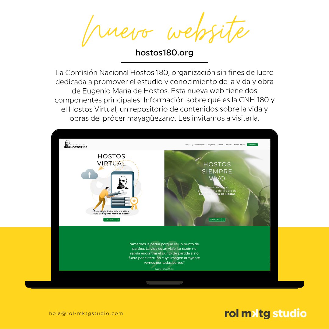 ROLmktgstudio's tweet photo. "𝐴𝑚𝑎𝑚𝑜𝑠 𝑙𝑎 𝑝𝑎𝑡𝑟𝑖𝑎 𝑝𝑜𝑟𝑞𝑢𝑒 𝑒𝑠 𝑢𝑛 𝑝𝑢𝑛𝑡𝑜 𝑑𝑒 𝑝𝑎𝑟𝑡𝑖𝑑𝑎." 𝐸𝑢𝑔𝑒𝑛𝑖𝑜 𝑀𝑎𝑟𝑖́𝑎 𝑑𝑒 𝐻𝑜𝑠𝑡𝑜𝑠

Visita https://t.co/Kna7sDpvJ2.

#Hostos #NewWebsiteAlert https://t.co/NhNHWenbyA