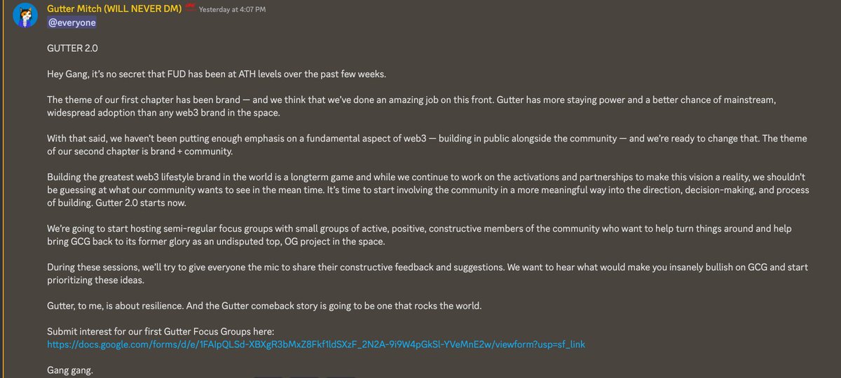Gutter has always been about grit and resilience. We are underdogs and our comeback story is going to rock the space. Couldn't be more excited about the future of this brand and community. Gang gang!
