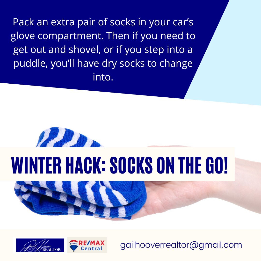 GailHoover's tweet photo. This winter, pack an extra pair of socks in your car’s glove compartment. Here's why.
#wintertip #winter2023 #LehighValley #PA https://t.co/w72bfnyH79
