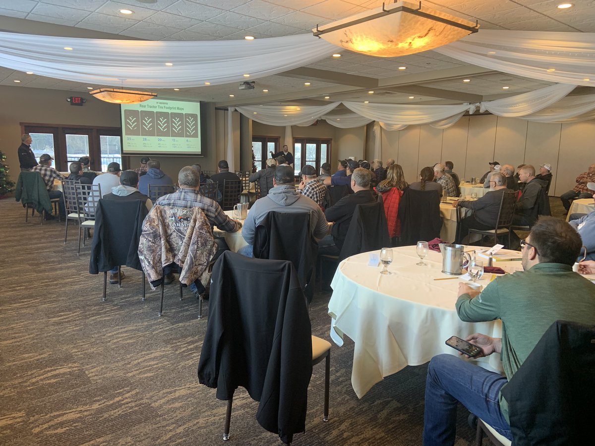 Great group learning more about Practical Farm Research in Albert Lea, MN today. Sharing insights on planter tractor tire pressure impact on yield! #beckshybridspfrinsight