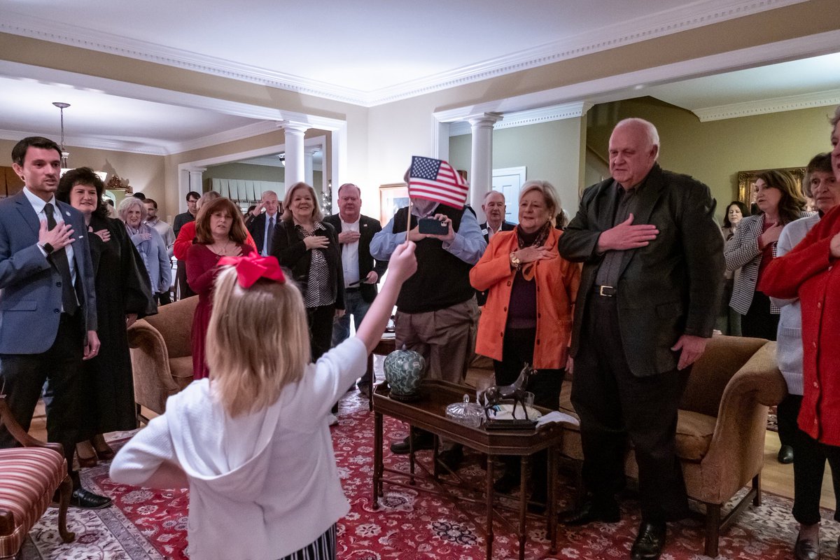 JonHardister's tweet photo. It is an honor to be sworn-in to continue serving in the NC House. Thank you to Judge April Wood for administering the Oath of Office and Abbi Hardister (my Cousin’s daughter) for holding the Bible. #ncpol #ncga https://t.co/Q9PYqCQR93