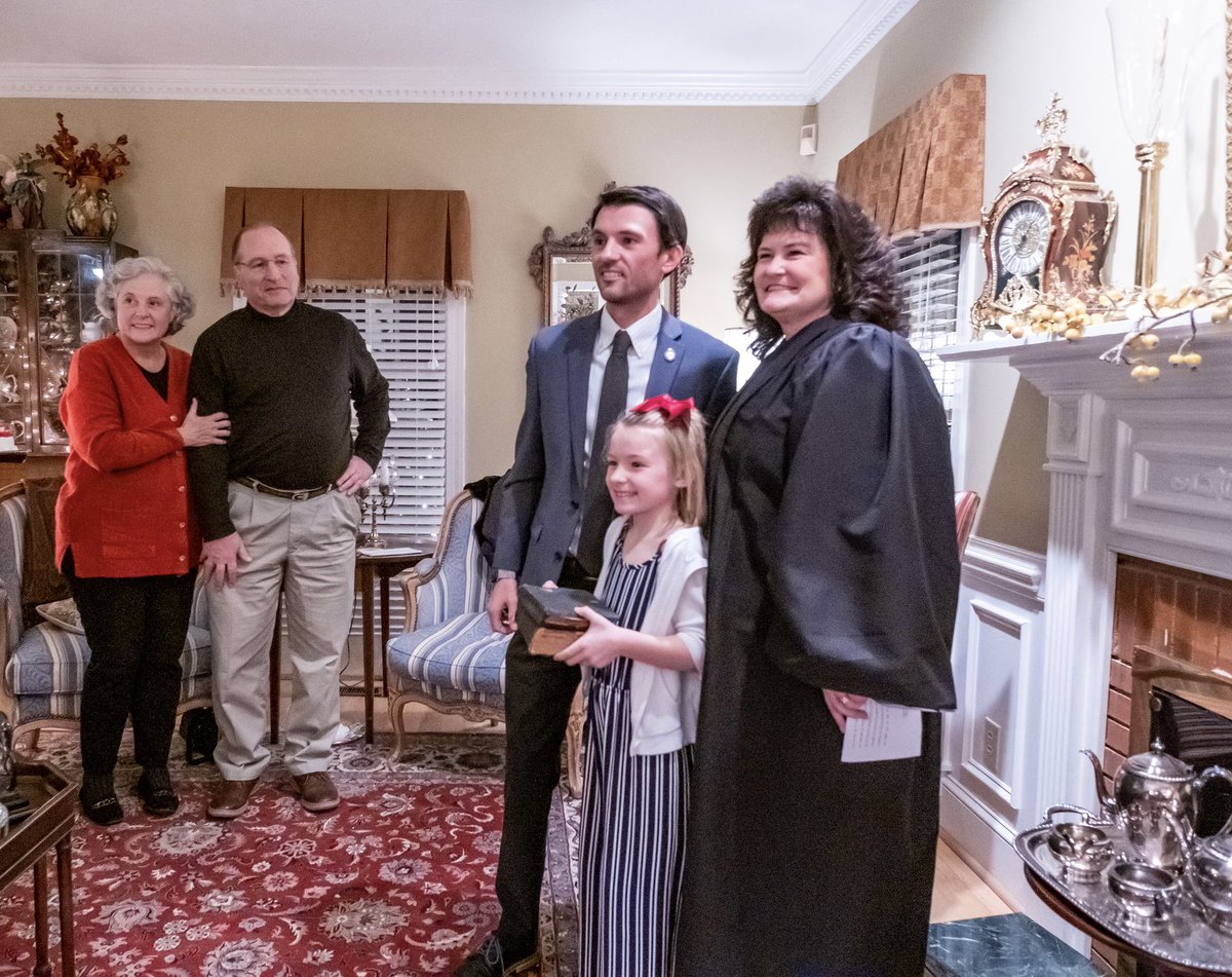 JonHardister's tweet photo. It is an honor to be sworn-in to continue serving in the NC House. Thank you to Judge April Wood for administering the Oath of Office and Abbi Hardister (my Cousin’s daughter) for holding the Bible. #ncpol #ncga https://t.co/Q9PYqCQR93