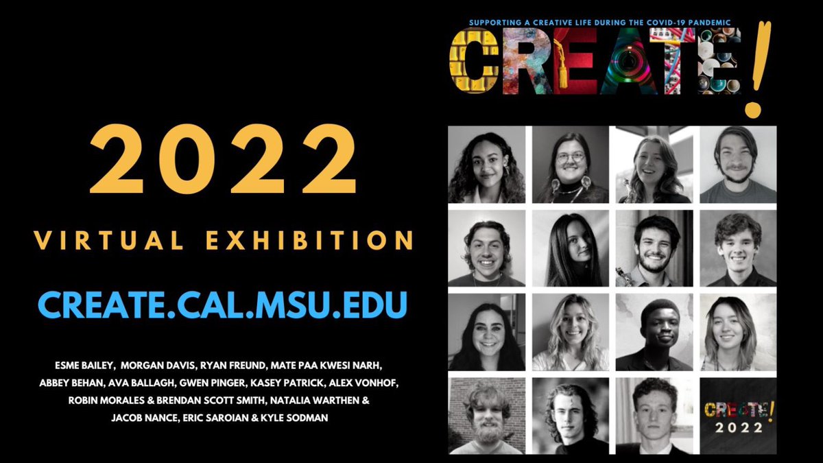 Using different forms of creative expression, 12 @michgianstateu students are virtually exhibiting their projects that showcase how the COVID-19 pandemic impacted them. These students were awarded CREATE! Micro-Grants in 2022. Read more: cal.msu.edu/news/create-mi…