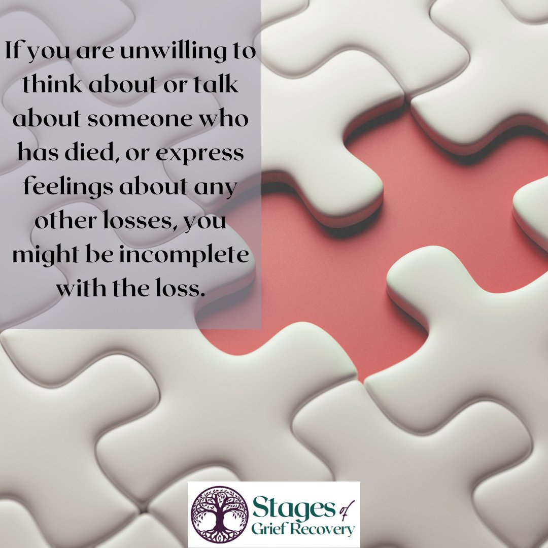 If you are unwilling to think about or talk about someone who has died, or express feelings about any other losses, you might be incomplete with the loss.
#grieftips #griefcoach #griefrecovery #grief #grievingwithgrace