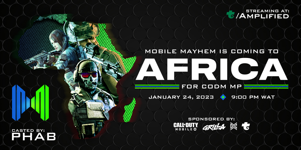 ‼️ MAJOR ANNOUNCEMENT ‼️

THE MAYHEM IS COMING TO AFRICA🌍

Starting Jan 24th, the best teams in Africa will battle it out Mayhem style😈

Casted by @phabstreams @ trovo.live/Amplified so make sure you follow the channel for all the games!

#CauseMayhem🔥 #MMAFRICA #CODMAFRICA