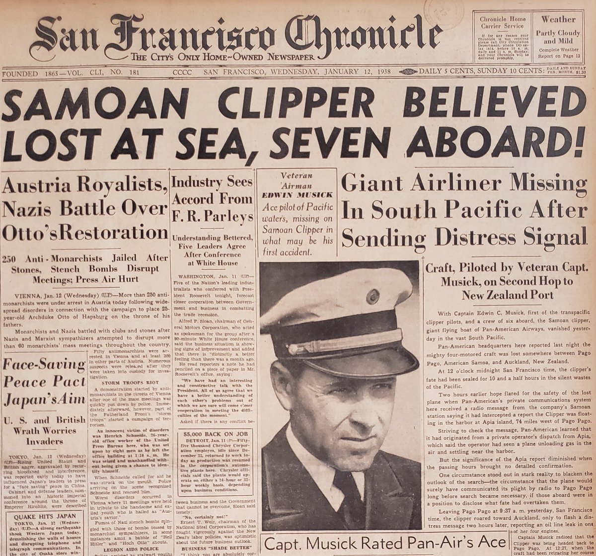 Remembering the tragic loss of Samoan Clipper, 85 years ago today, while reaffirming our commitment to find the final resting place of seven pioneering aviators (Musick, Sellers, Brunk, MacLean, Stickrod, Brooks, and Findley).