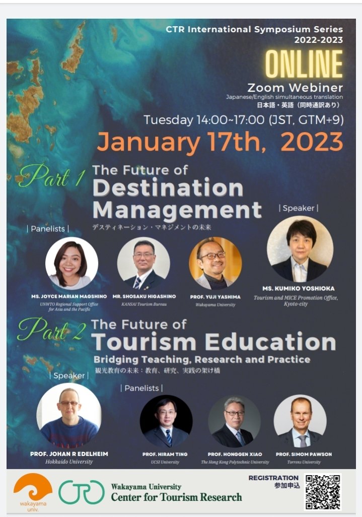 Happy New Year! We are delighted to share details of a forthcoming event which includes a keynote talk from TEFI Champion Johan Edelhiem on the Future of Tourism Education.