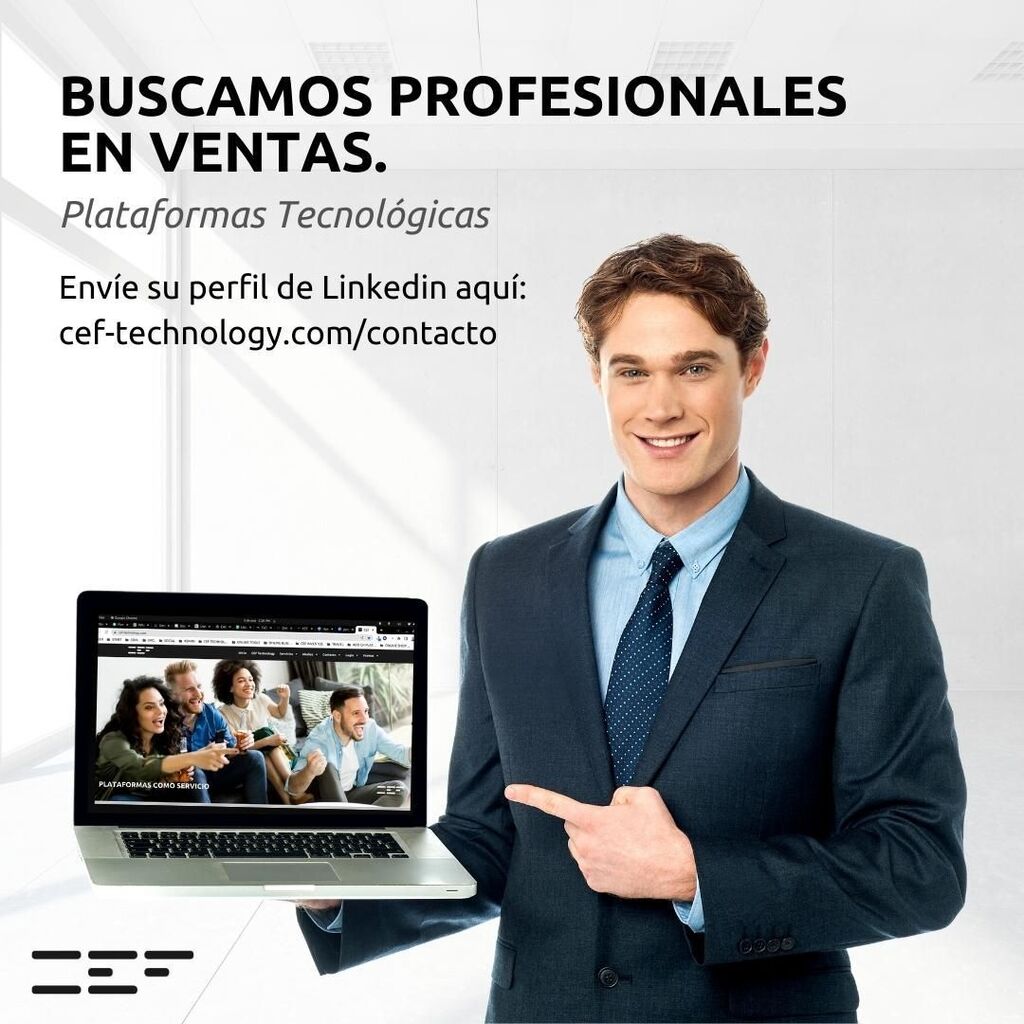cefTechnology's tweet photo. En CEF Technology buscamos profesionales en ventas, preferiblemente en el área de #Tecnología como servicio, industrias de #ISP #Televisión #Telecomunicaciones #Hotelería #Comercial de cualquier país del mundo! ingresos fijos más comisiones y bonos. Enviar el enlace de su pe… https://t.co/Wc9uCetkbr