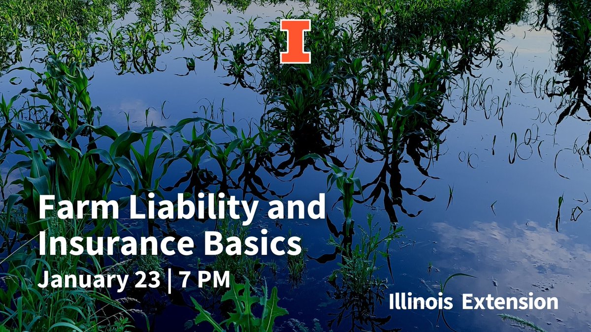 Illinois Extension (@ilextension) on Twitter photo One legal subject that keeps farmers and ranchers up at night is liability and insurance issues. We’ll explore the essential points of liability and property insurance that every producer needs to know in a free webinar from <a href="/FarmCommons/">Farm Commons</a>.
Get started 🔗 extension.illinois.edu/events/2023-01… One legal subject that keeps farmers and ranchers up at night is liability and insurance issues. We’ll explore the essential points of liability and property insurance that every producer needs to know in a free webinar from <a href="/FarmCommons/">Farm Commons</a>.
Get started 🔗 extension.illinois.edu/events/2023-01…