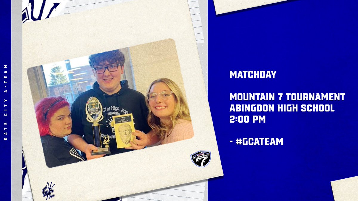 GCHSDevils's tweet photo. Good luck to the Academic Team today as they travel to Abingdon to compete in the Mountain 7 Tournament this afternoon!
We open up the tournament as the #2 seed and face Lee High in the opening round. #GCATeam https://t.co/Fm4hbtIe0b