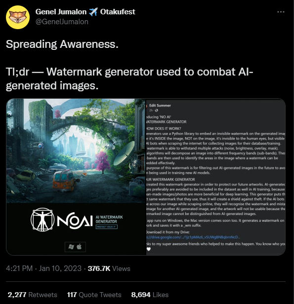 do not. download something claiming to be an invisible "anti-AI watermark" program. please be smarter than this