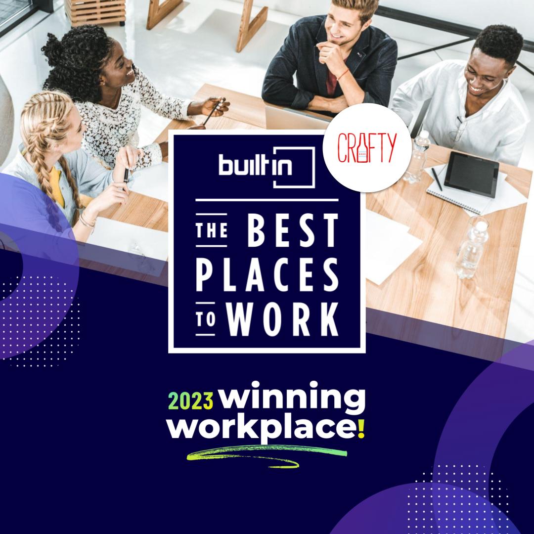 We’ve just been named one of Built In’s Best Places to Work! 🏆 Thank you @BuiltIn for helping us start the year off with a bang. Click through to see who else made the list. #2023BuiltInBest #CraftyCulture hubs.ly/Q01xKFy50