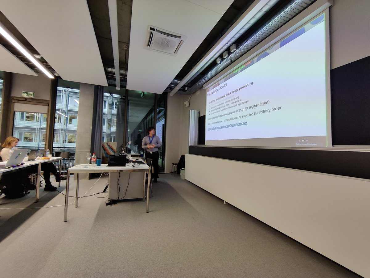 BodenmillerLab's tweet photo. First day of our computational workshop on #highlymultiplexedimaging lead by @JonasWindhager and @NilsEling was a full success!
Topics:
- image #visualization with @napari_imaging
- image processing with #steinbock
- data processing in #Rstats with #imcRtools & #cytomapper https://t.co/yFd15xnXBd