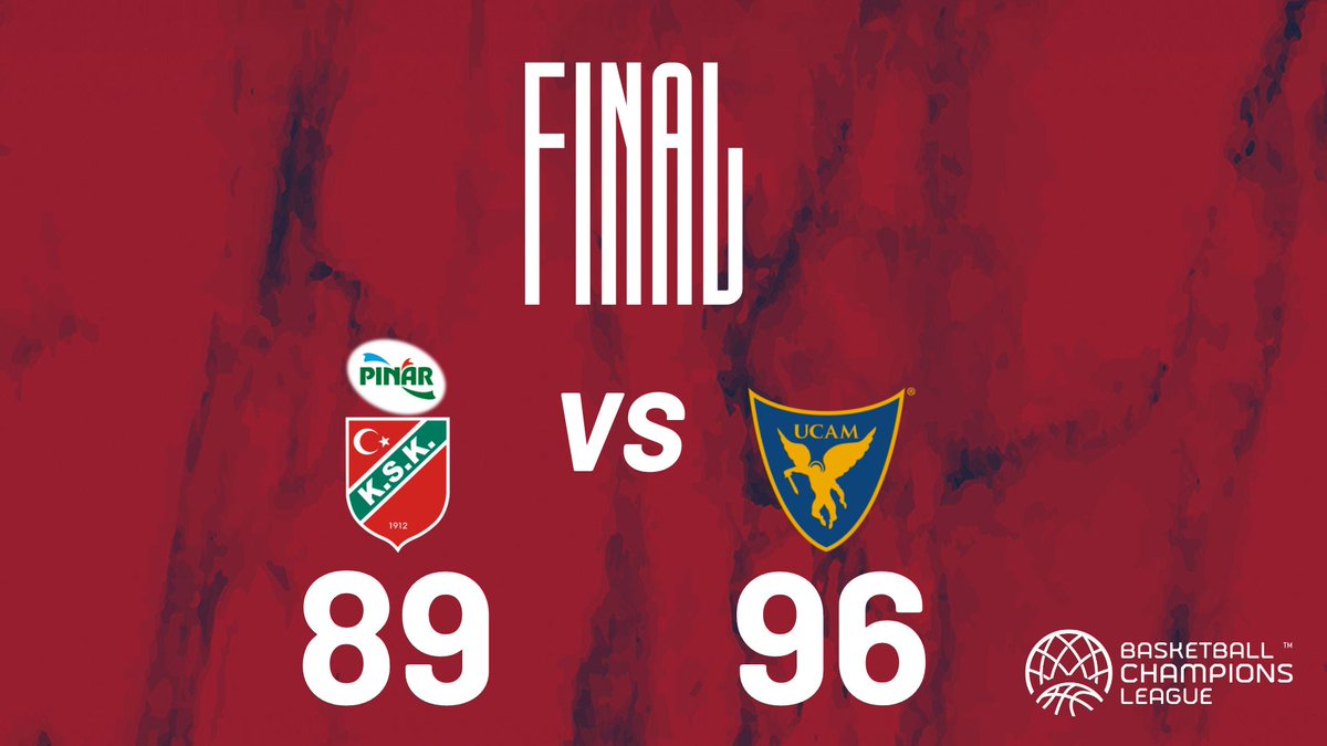 UCAMMurcia's tweet photo. 🏀 P KARSIYAKA 🆚 UCAM MURCIA

¡FINAAAAL, FINAAAL, FINAAAAAL!

¡¡TREMENDA VICTORIA QUE SE VIENE A MURCIAAA!!

🦸‍♂️ #TiempoDeHéroes
⚔️ #BasketballCL https://t.co/XgJXdBC0lI