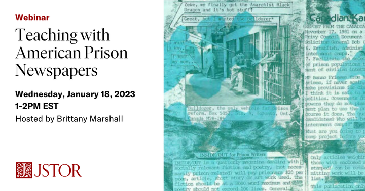 RevealDigital's tweet image. Discover how instructors can use #JSTOR's American Prison Newspapers #OpenAccess #primarysource collection in their classrooms in this upcoming #webinar. Free registration: register.gotowebinar.com/register/52822…