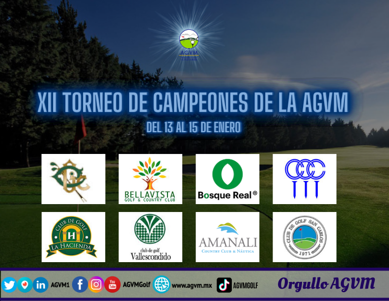 AGVM1's tweet photo. #AGVM | XII Torneo de Campeones de la AGVM
ππ
ππ€©β³
#OrgulloAGVM
Del 13 al 15 de enero
β³ #Chapultepec #Bellavista #BosqueReal #Chiluca #LaHacienda #Vallescondido #Amanali β³
ππ
ππ€©β³
#SeguimosCreciendo https://t.co/harGfUj95o