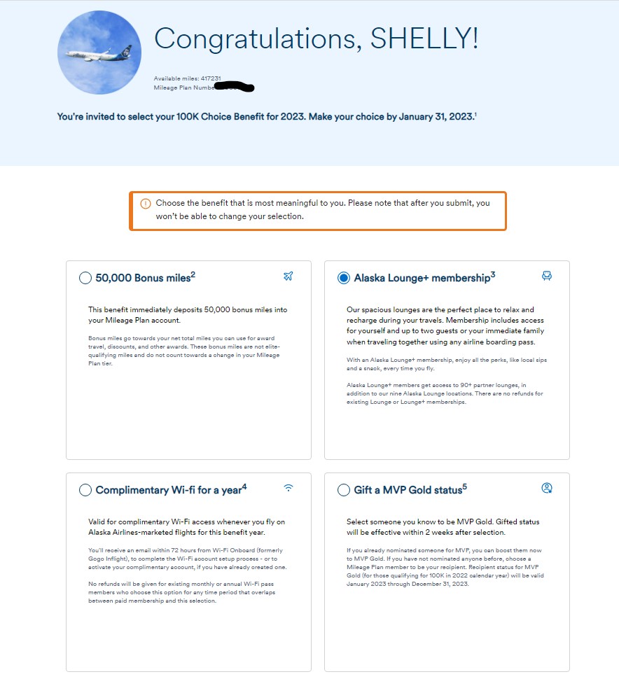 BoardingArea on Twitter "Alaska Airlines MVP Gold 100K Choice Benefits