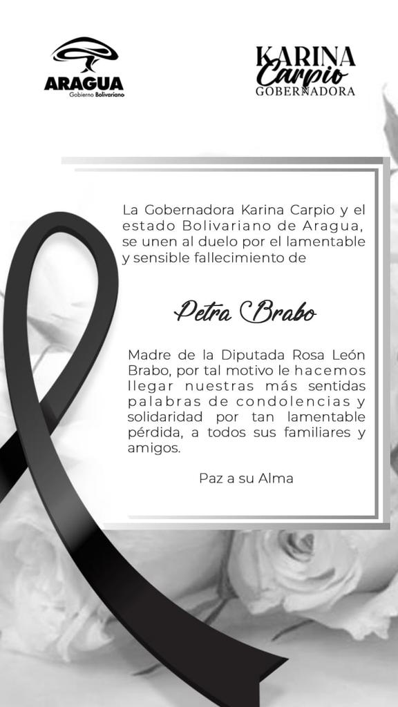 #11Ene En nombre del pueblo de #Revenga y del mio nos unimos al Duelo que Embarga a la Diputada y amiga <a href="/RosaLeonoficial/">Rosa León (Oficial)</a> por la partida de su Señora Madre Petra Brabo, mis mas sinceras condolencias para sus familiares y amigos un abrazo fraterno.