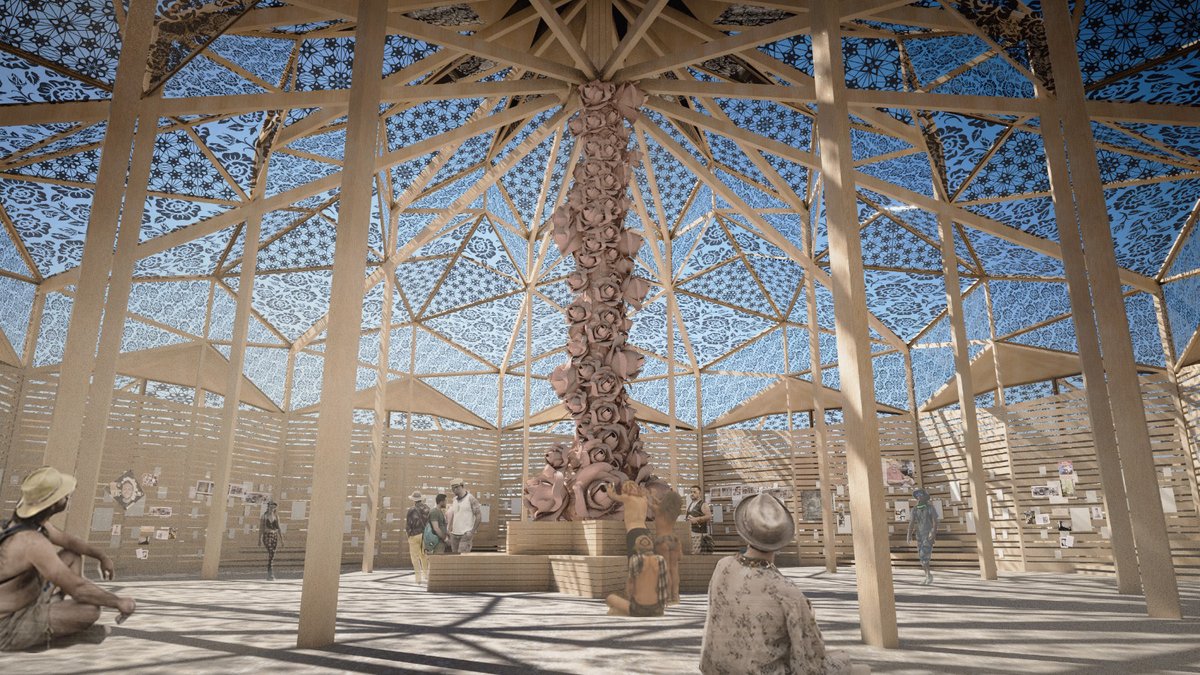 temple2023's tweet photo. Temple of the Heart is a vessel for reconnecting with our hearts and a space for communal healing. 

Holding space for anyone processing grief, She channels it up to the sky. 

Help us make her a reality: https://t.co/XVE1hoSP0x https://t.co/G36NKcPuN1