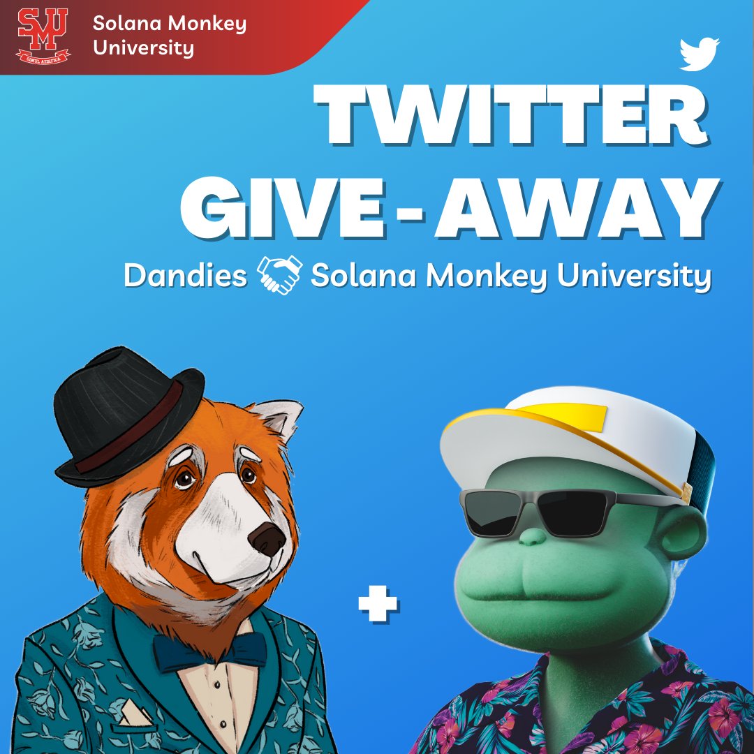 🎉 GIVE-AWAY🎉 RT for a chance to win this <a href="/DandiesNFT/">Dandies</a> &amp; <a href="/solanamonkeyuni/">Solana Monkey University | #Get2Class</a> #NFT Next Wednesday the winners will be picked. Wait till you see our next give-away... #smu #SolanaNFT