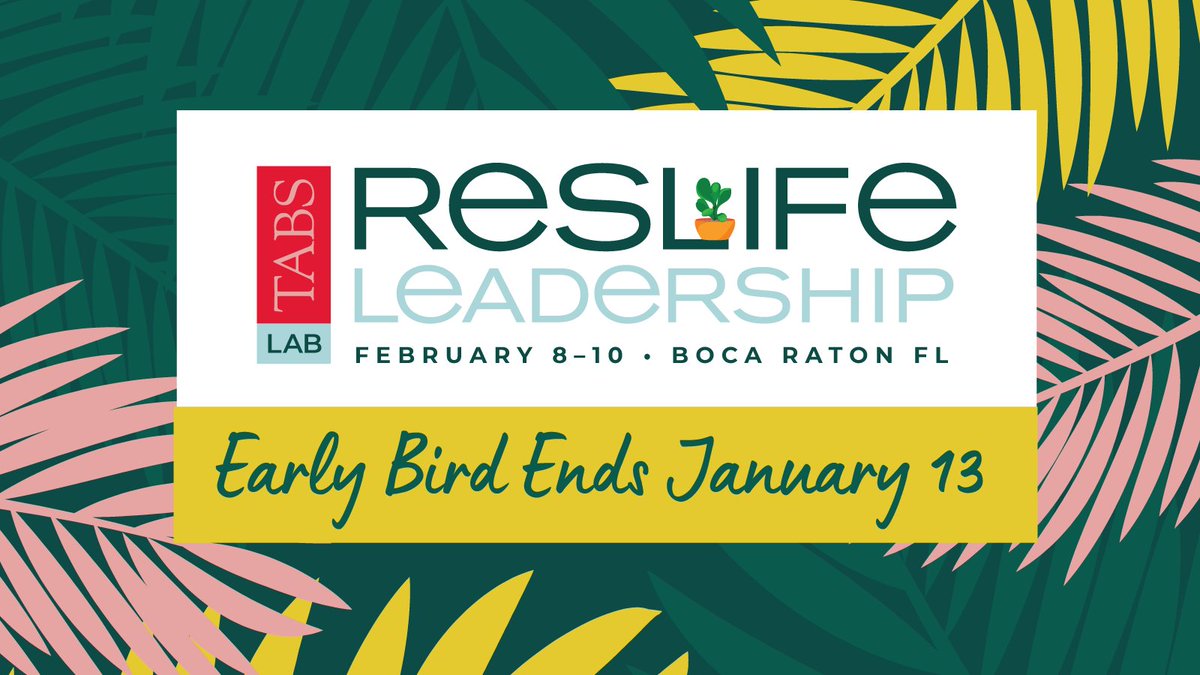 Friday is the last day for Early Bird Pricing!

Join us at TABS ResLife Leadership Lab, you’ll break down the complexities on your campus to help create actionable plans – with tangible, bite-sized steps to take back to campus - &amp; skills to amplify your effectiveness as a leader.