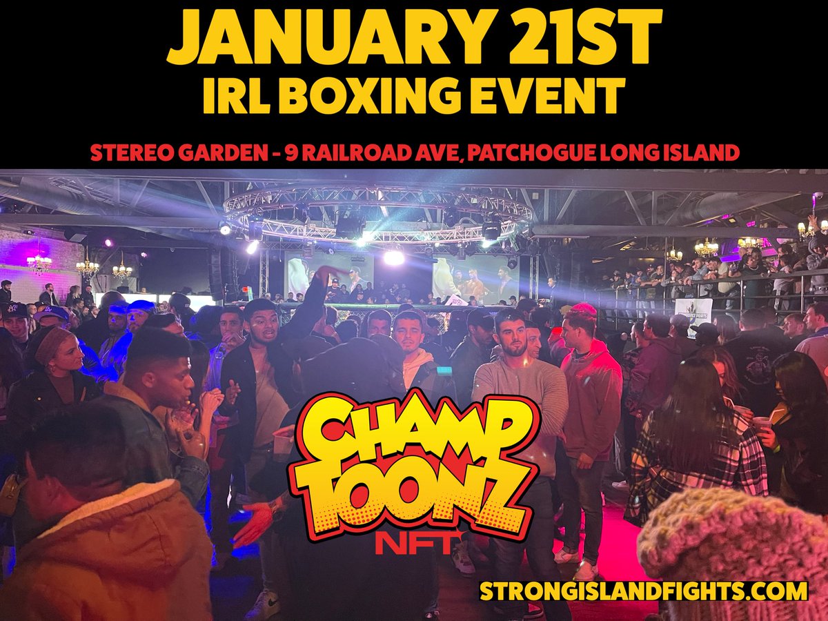 ChampToonz's tweet photo. THIS IS NOT A DRILL..WE WILL REVOLUTIONIZE BOXING IN THE WEB3 SPACE..hit that discord link in the BIO!🥊

JAN 21st- CHAMPTOONZ Will be hosting its FIRST EVER IRL event and FIRST EVER, Six Borough Championship,, Founded by CHAMP OWNED @kristianVasquez in, Suffolk County, NY!! 🏆 https://t.co/ZQKyoLQVBk