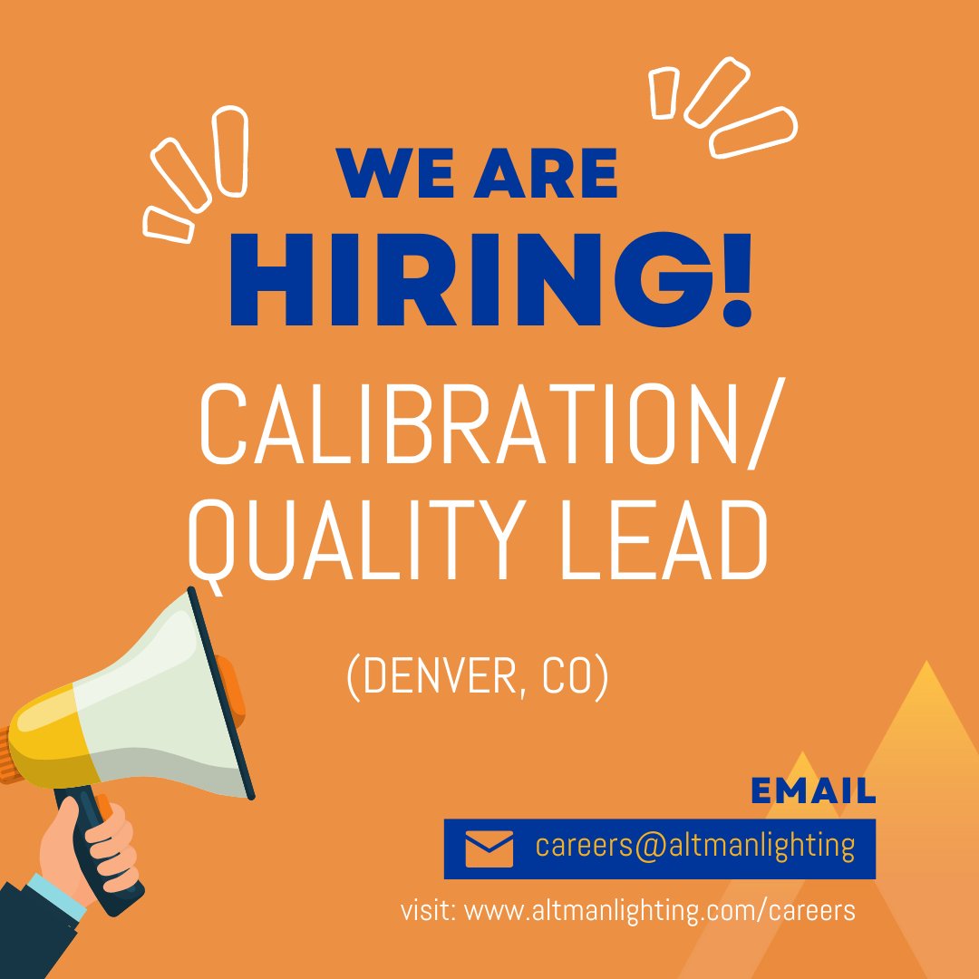 🔈 🔈 🔈 Altman Lighting is hiring...

CALIBRATION/QUALITY LEAD – DENVER, CO

For details and application information: altmanlighting.com/careers 

#careersearch #nowhiringdenver