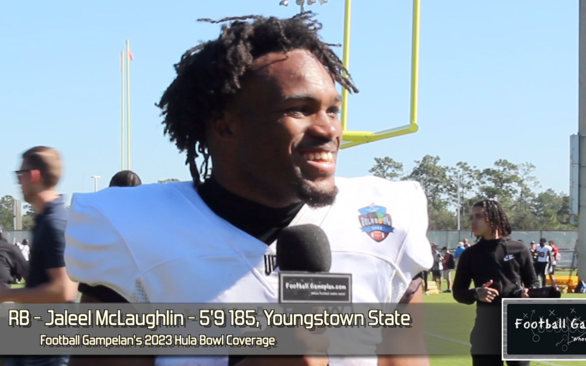 Was great to catch up w/@ysufootball RB Jaleel McLaughlin (@Speedkills2k_) after practice at the @Hula_Bowl. Spoke a lot about his journey, how special of a place YSU is and what he's out to accomplish here in Orlando. Interview: youtu.be/CP6ru83PzoI