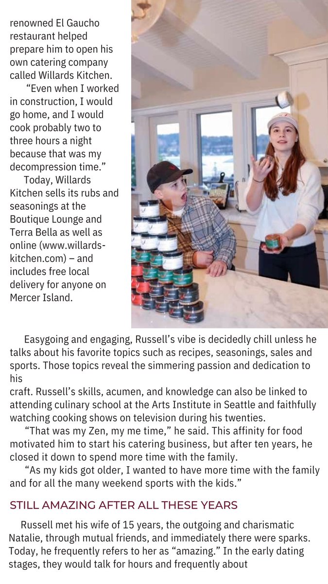 willardskitchen's tweet photo. A big THANK YOU to @greetmercerisland for featuring us in your January issue! 🙏🏻🙏🏻

It is wonderful to be recognized in the community where it all started. 

For those of you who haven’t had a chance to try our rubs &amp; seasonings, we have a coupon code just for you. 

1 of 2 https://t.co/IsdiNuJVHQ