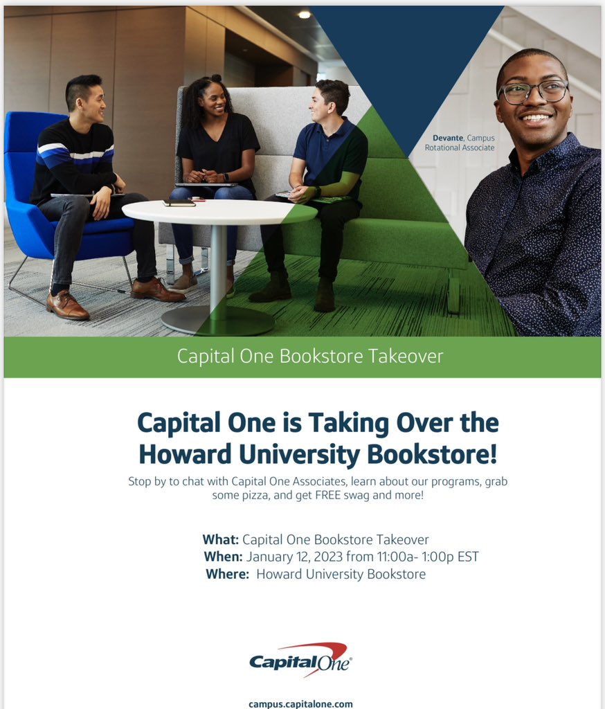 Capital One bookstore takeover event is back!!! Please come by the bookstore tomorrow between 11am-1pm to have chance to win a gift card towards your books and supplies.
