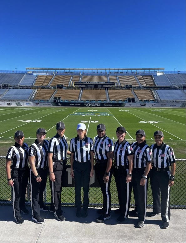 You are looking at the FIRST EVER all-female officiating crew in college football history! @CBSSports 
#hulabowl