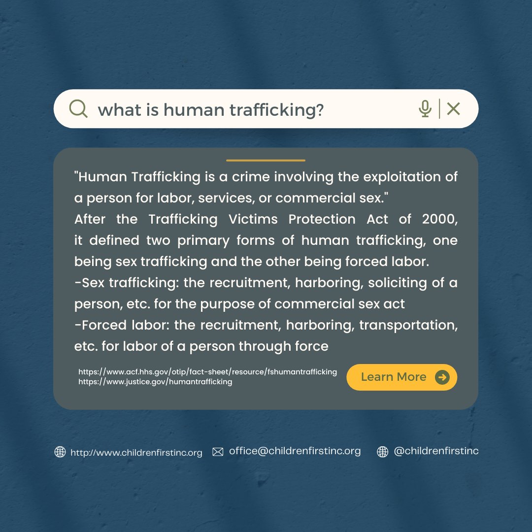 ChildrenFirstCC's tweet image. Join Children First in spreading awareness of human trafficking by wearing blue today to help raise awareness and show solidarity to the people who have suffered and are suffering do to human trafficking  #WearBlueDay