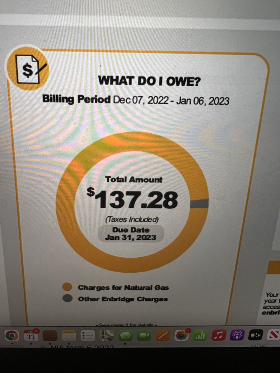 TheHunterChef's tweet photo. Same billing period. Same usage, one year later… $45.02 difference per month?! Thanks for punishing me to heat my house in the winter. #carbontax make it make sense. I have a newer furnace and smart home thermostat. Set to 17 celcius at night, 18.5c daytime and 20c in the eve. https://t.co/40DoGtExfZ
