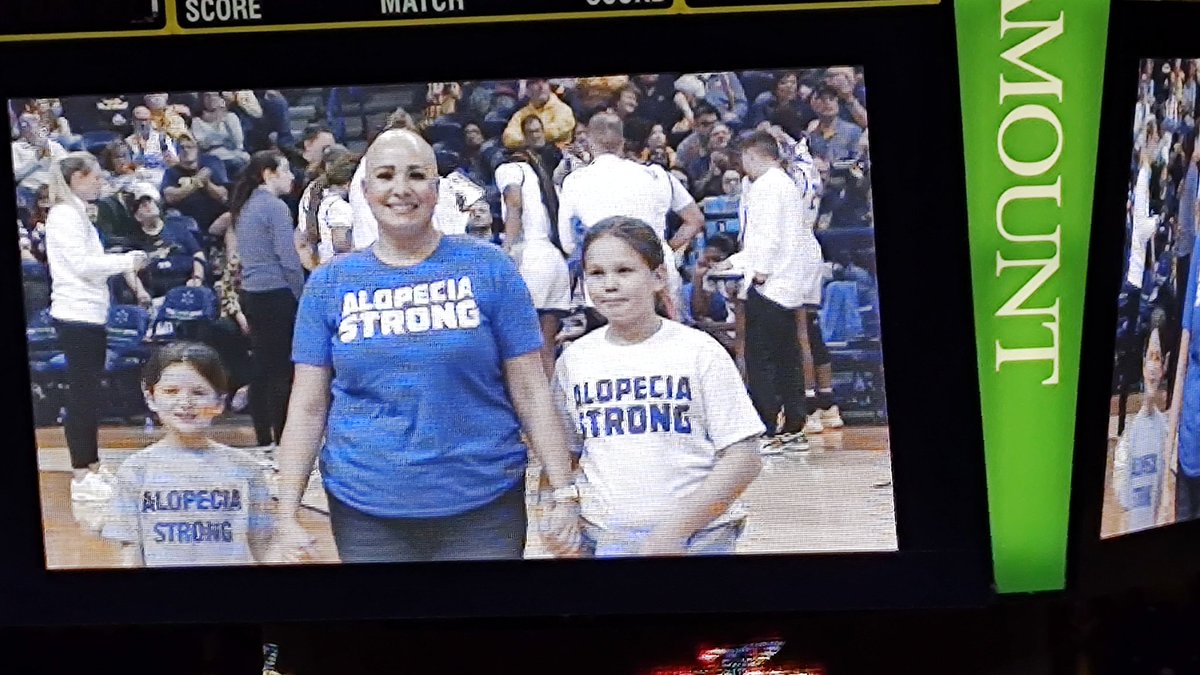 scott_shs's tweet photo. Always good to see @devilvolleyball represented on #AlopeciaAwareness Night at the @ToledoWBB game. Way to go, McKenna! #AlopeciaStrong #SpringfiledStrong https://t.co/5Vgj9pYjbe