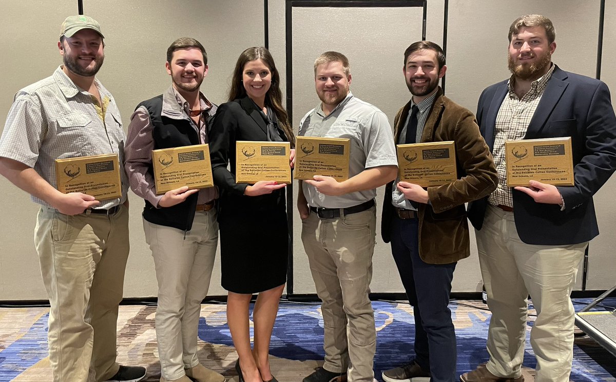 Congrats to the MSU graduate student winners at the Beltwide Cotton Conference! Michael Huoni, Brett Farmer, Mary Jane Lytle, Judge Fortenberry, Tom Paul, and Sawyer Hopkins. <a href="/acatchot/">Angus Catchot</a> <a href="/DonCook6/">Don Cook</a> <a href="/JeffGore99/">Jeffrey Gore</a>