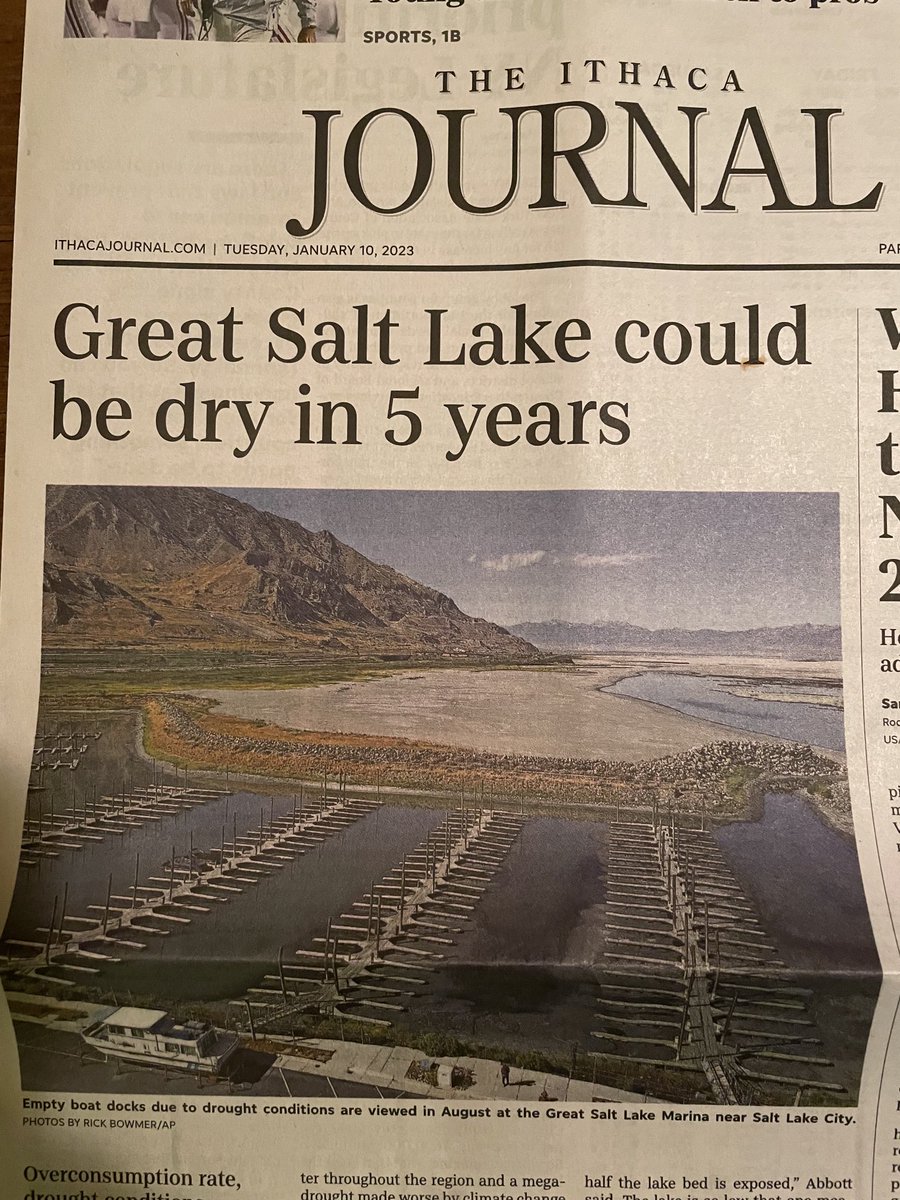 ⁦<a href="/sltrib/">The Salt Lake Tribune</a>⁩ The front page of our small town New York paper. Having grown up in Salt Lake, this seems like science fiction.