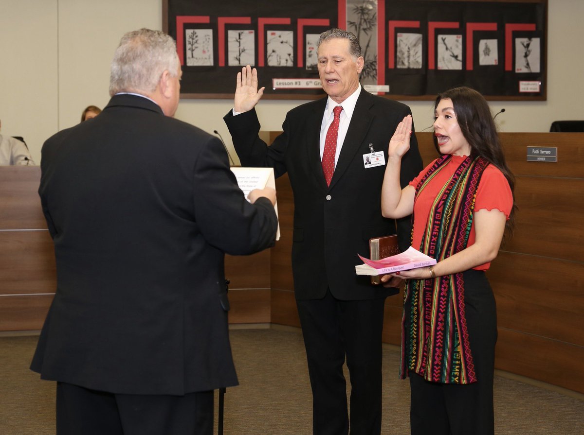 ChandlerUnified's tweet photo. CUSD has two new Governing Board members. Patti Serrano and Kurt Rohrs were sworn in at the first meeting of the new year. Please help us welcome Board Member Rohrs and Board Member Serrano. https://t.co/SbCj2PKEPN