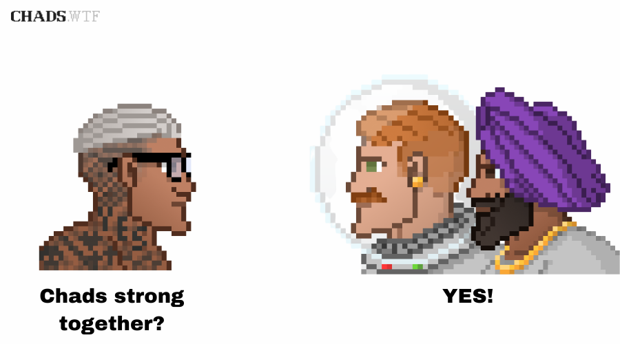 CHADSwtf's tweet photo. 🚨ALRIGHT, THE PEOPLE HAVE SPOKEN🚨

WE MUST DO ANOTHER @CHADSwtf WHITELIST (YESLIST) GIVE AWAY ✅📜

Tag an absolutely undeniable CHAD below and RT this and we will choose 10 lucky legends to join the coveted YESlist! https://t.co/N6aKF4ESt0