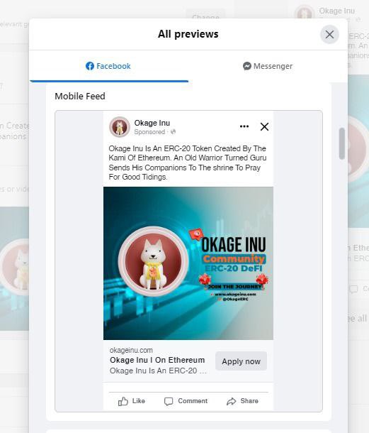 We are beginning to ramp up marketing on Facebook, Messenger, And More! Please Join Our Work Group To Join The Mission! 

t.me/OkageInuShillG…

$Okage #OkageInu #OkageERC #AVAX #Shibarium #ETH