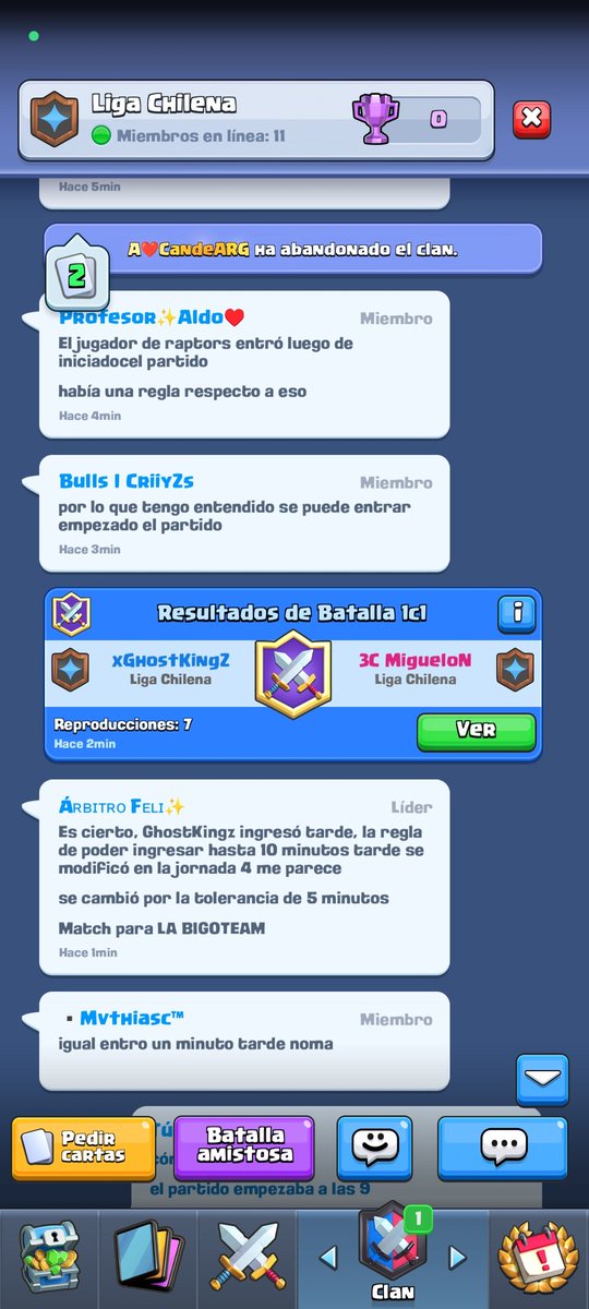Un chiste la liga chilena <a href="/eGamersGG/">eGamers 🇨🇱</a> 
No me validan mi partida ganada por llegar 1minuto "tarde",el partido empezaba a las 9 llege 8:52.
Luego no me dejan jugar por spam que todos hicieron por tal problema.Bastante que desear su org.
PD: <a href="/LaBigoTeam_/">BigoTeam</a> juegen más y lloren menos😘💀