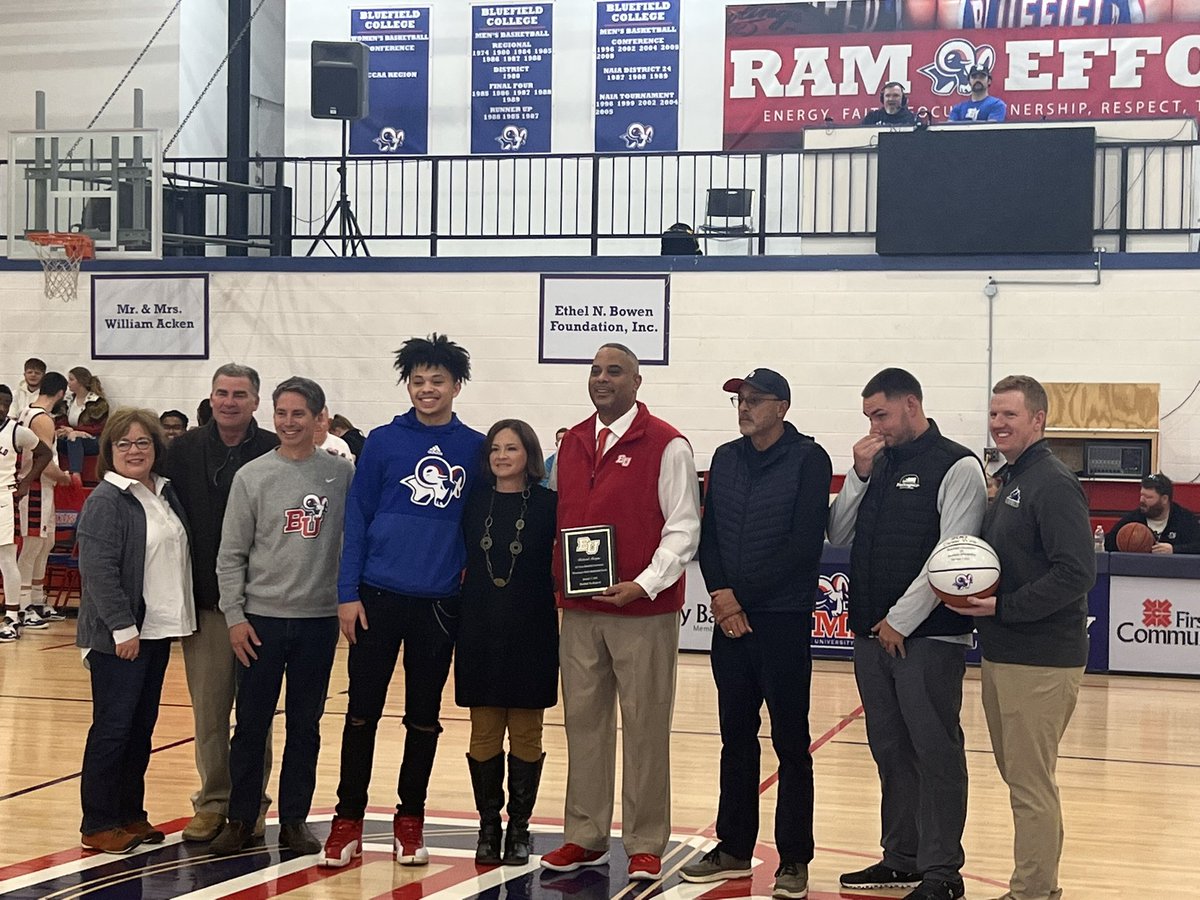 JonSurratt's tweet image. Second game of double header.

@BluefieldRams take on @KentuckyChristi in men’s basketball. Before the game, HC Richard Morgan was celebrated for being the winningest coach with 200 wins.

Hear from coach Morgan and catch highlights on WVVA later tonight.

#AAC | @WVVASPORTS