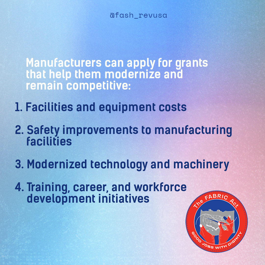 Fash_RevUSA's tweet photo. The #FABRICAct will revitalize domestic garment manufacturing and strengthen the resurgence of Made In USA apparel. 🇺🇸
🔗Click the link to sign and support the petition to #PassFABRICAct - https://t.co/NY3ZP4HFMj
#WhoMadeMyClothes #FashionRevolutionUSA #FashionRevolution https://t.co/rR0vfsa1ho
