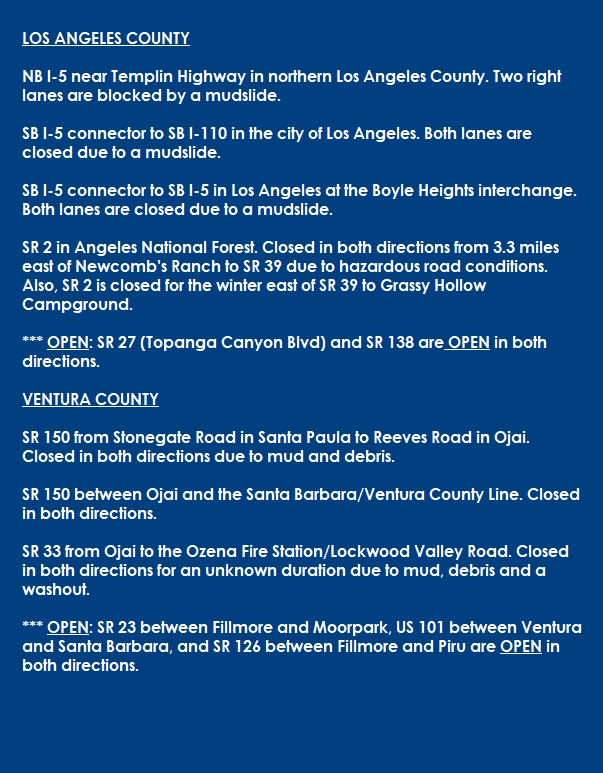 Caltrans District 7 on Twitter "🚧 TRAFFIC UPDATE At 430 PM, these