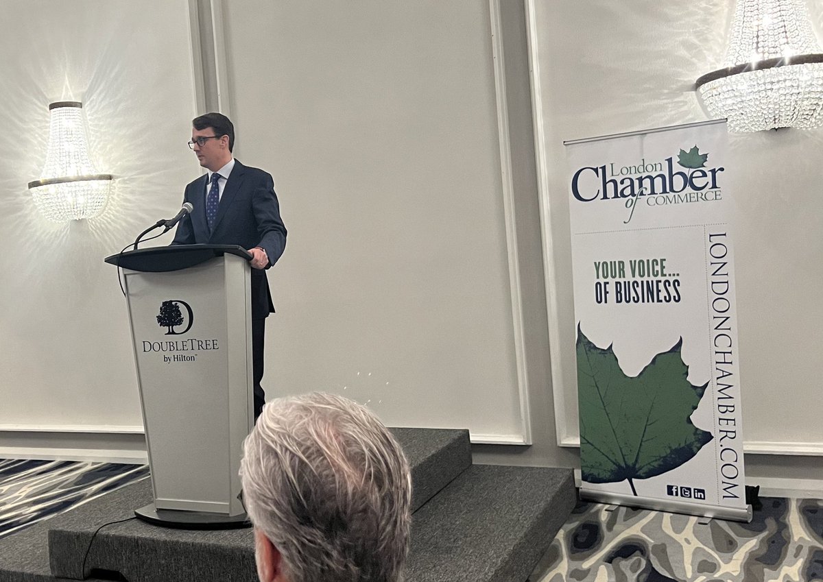 Minister <a href="/MonteMcNaughton/">Monte McNaughton</a> is a champion of better pay cheques for workers. 

Pleasure to hear his vision to make ON the best place to live, work &amp; raise a family.

<a href="/OREAinfo/">OREA</a> President <a href="/StaceyEvoy/">Stacey Evoy</a> introduced the Minister. Shout out to <a href="/GFHenderson/">GrahamflHenderson.bsky.social</a> &amp; his team for a great event!