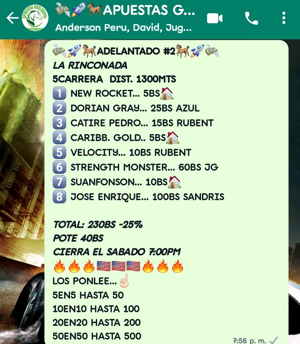 MARCASGAEL's tweet photo. Apuestas @apuestasgael100 así andan los rematicosss cierran el día sábado.... Hay premios para el más ganador de remates adelantados
📱+584129089006 comunícate 
@DUMONT81
@GonzaloSangron5 @marrpacheco @jeanmaire280285 @HipicoSol @sukoyhipico @a_hipismo @PuertaAbierta_ https://t.co/84DKmOzrON