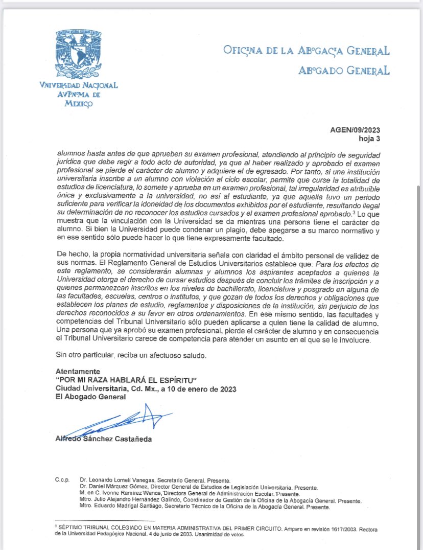 anafvega's tweet photo. La Dirección General de Profesiones de la #SEP es la facultada para decidir sobre el título de Yasmín Esquivel Mossa, señala la opinión de la oficina del abogado del general de la UNAM https://t.co/DmNa6i9DzS