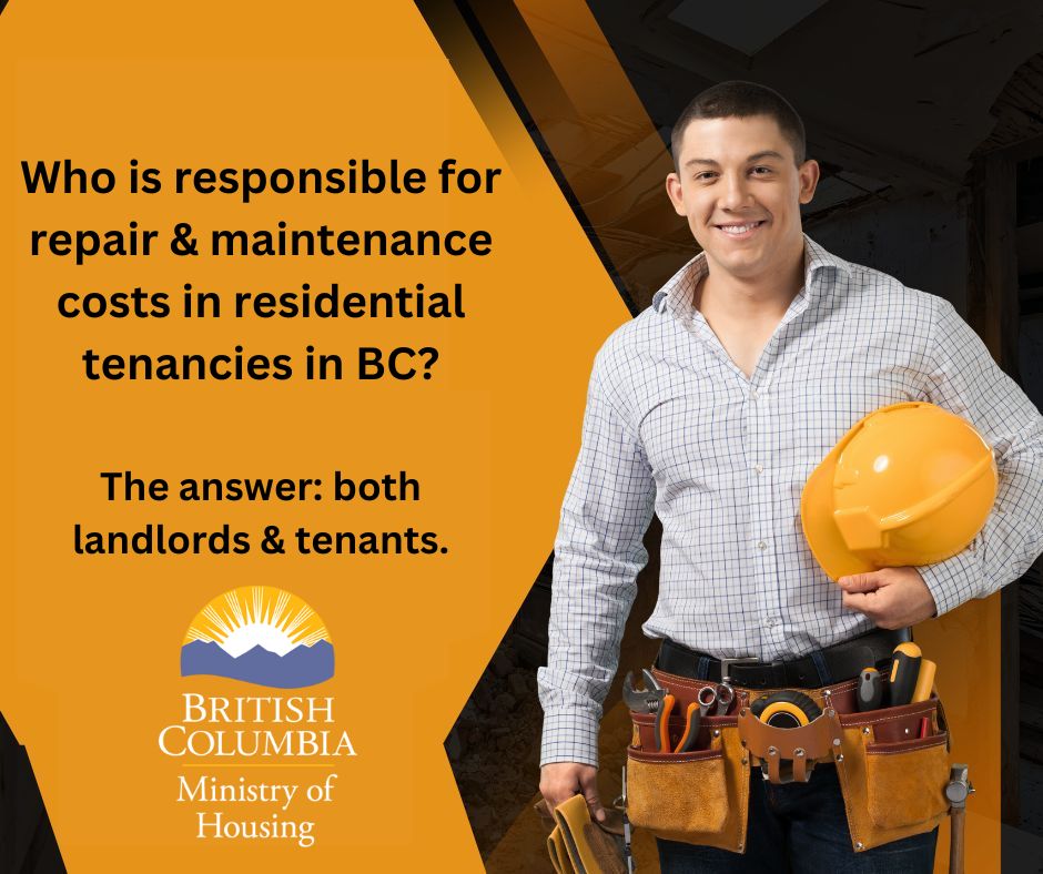 For a full breakdown of who is responsible for emergency repairs, regular repairs, maintenance and reasonable wear and tear over the term of your tenancy in BC, check out our Facebook page facebook.com/profile.php?id…