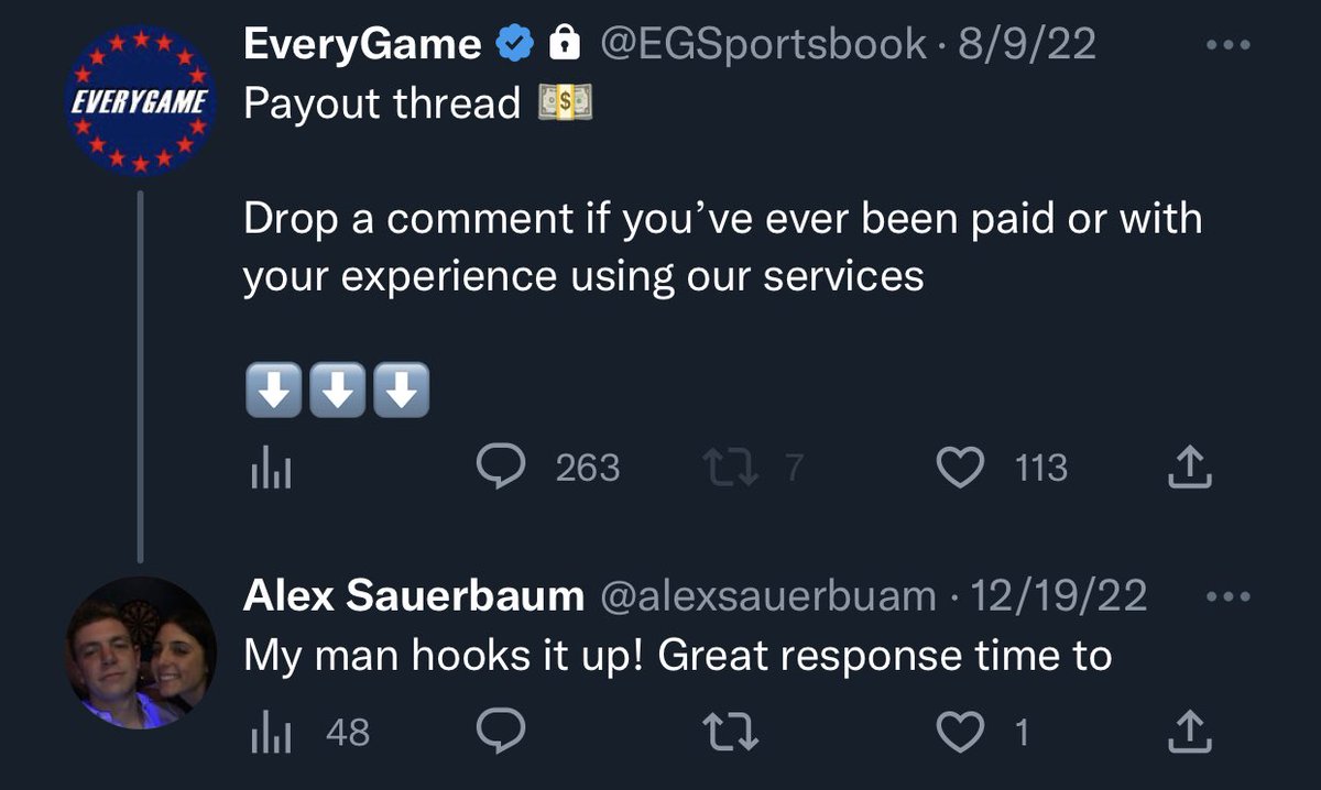 alexsauerbuam's tweet photo. @EGSportsbook @EGSportsbook came through immediately when I requested payout https://t.co/j0HjN4orV9